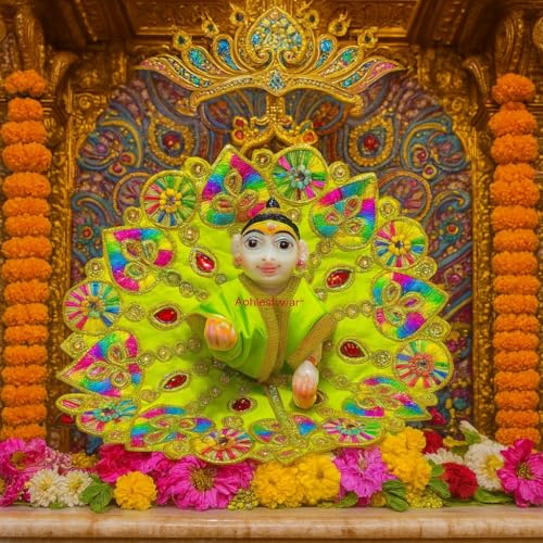 Achleshwar Laddu Gopal poshak/Dress | Bal Gopal Poshak | Kanha Ji Vastra for Small Idol for Size 0 Pack of 4 Handmade Jari & Stone Work - Image 3