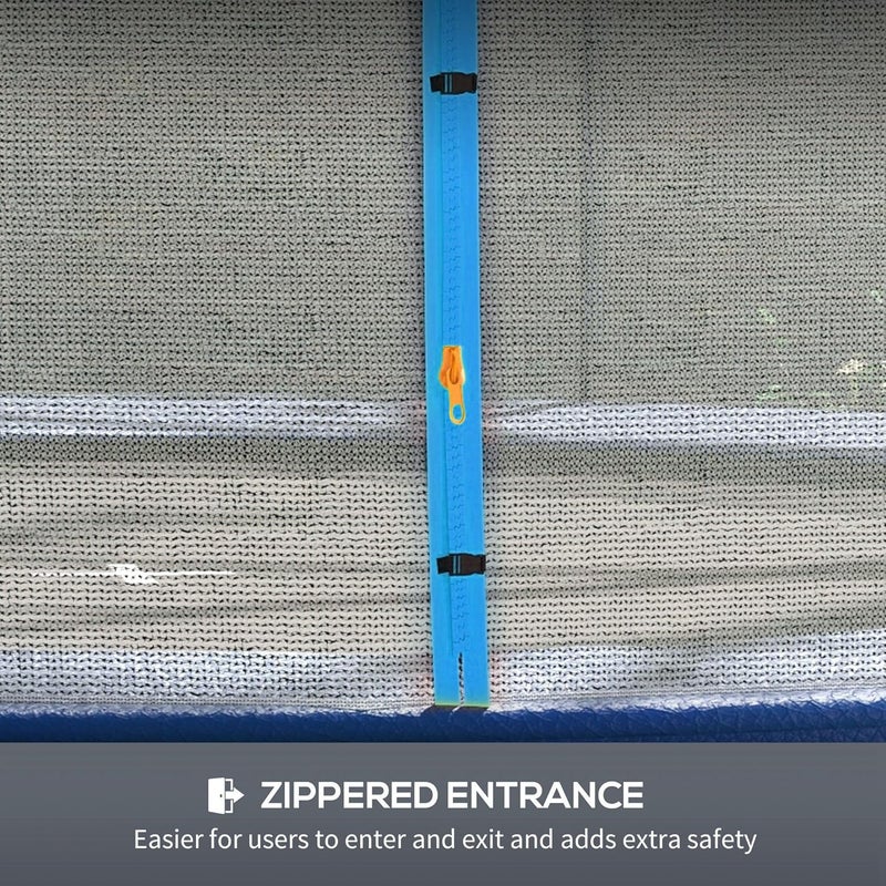 Soozier Trampoline Safety Net for 14ft Round Trampoline with 8 Straight Poles Poles Not Included, Weather Resistant Trampoline Net Replacement Enclosure with Yellow Zippered Entrance - Image 4