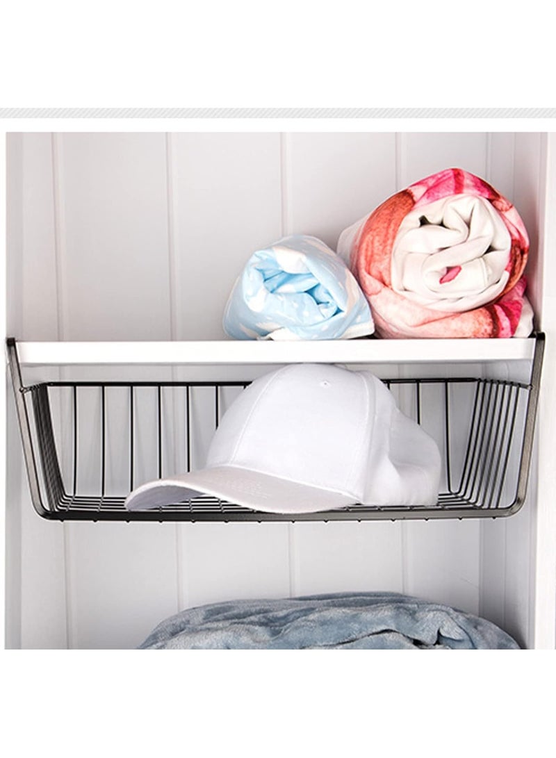 Beauenty 1Pcs Kitchen Under Shelf Storage Cabinet Basket Large Lightweight Metal Organizer Rack 37 X 24 X 11 cm (Black) - Image 4