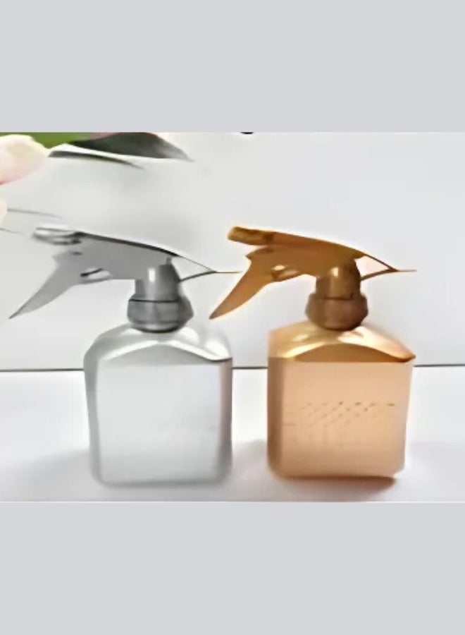 Empty Cleaning Spray Bottles with Fine Flow Adjustment, Set of 2 500ml Plastic Bottles for Cleaning Hair, Solutions, Plants, and Pets (Gold/Silver) 