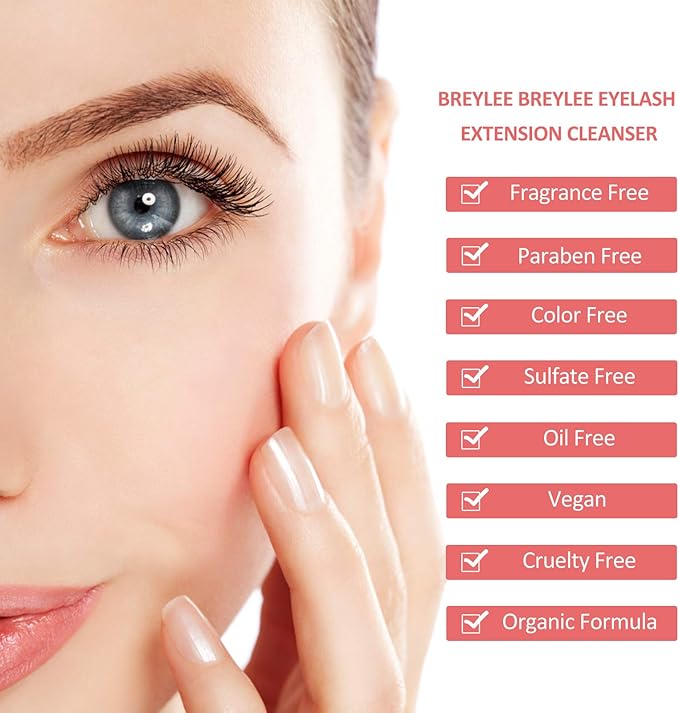 Breylee Eyelash Extension Cleanser BREYLEE Eyelash Shampoo Eyelash Extension Foam Brushes Eyelid Cleanser for Makeup Remover Paraben Sulfate Oil Free for Salon and Home Use - Image 4