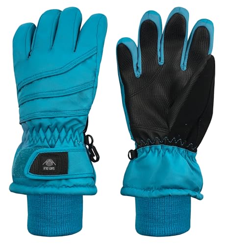 N'Ice Caps Kids Waterproof Winter Thinsulate Warm Gloves (7-8 Years, Turquoise) - Image 1