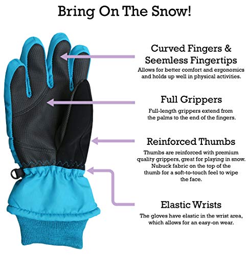 N'Ice Caps Kids Waterproof Winter Thinsulate Warm Gloves (7-8 Years, Turquoise) - Image 4