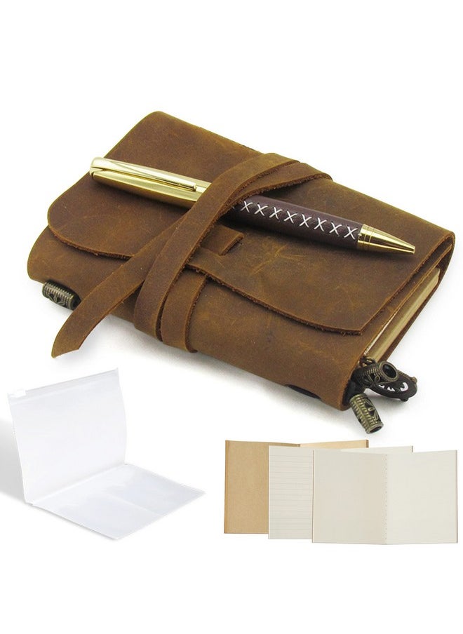 Sovereign-Gear Leather Pocket Notebook - Small Refillable Travelers Journal for Men and Women, Handmade Passport Size Notebook, Diary or Sketchbook for Traveling - Ideal for Writing & Daily Planner 5.4x4.3"  - Image 1