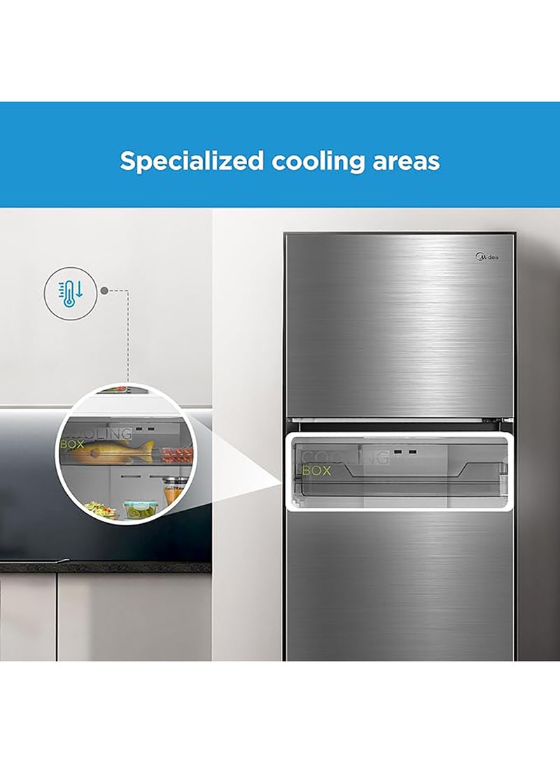 Midea 580L Gross And 411L Net Top Mount Double Door Refrigerator, 2 Doors Frost Free Fridge Freezer With Smart Sensor & Humidity Control, Inverter Quattro, Active-C Fresh 580 L MDRT580MTE46AED Silver - Image 5