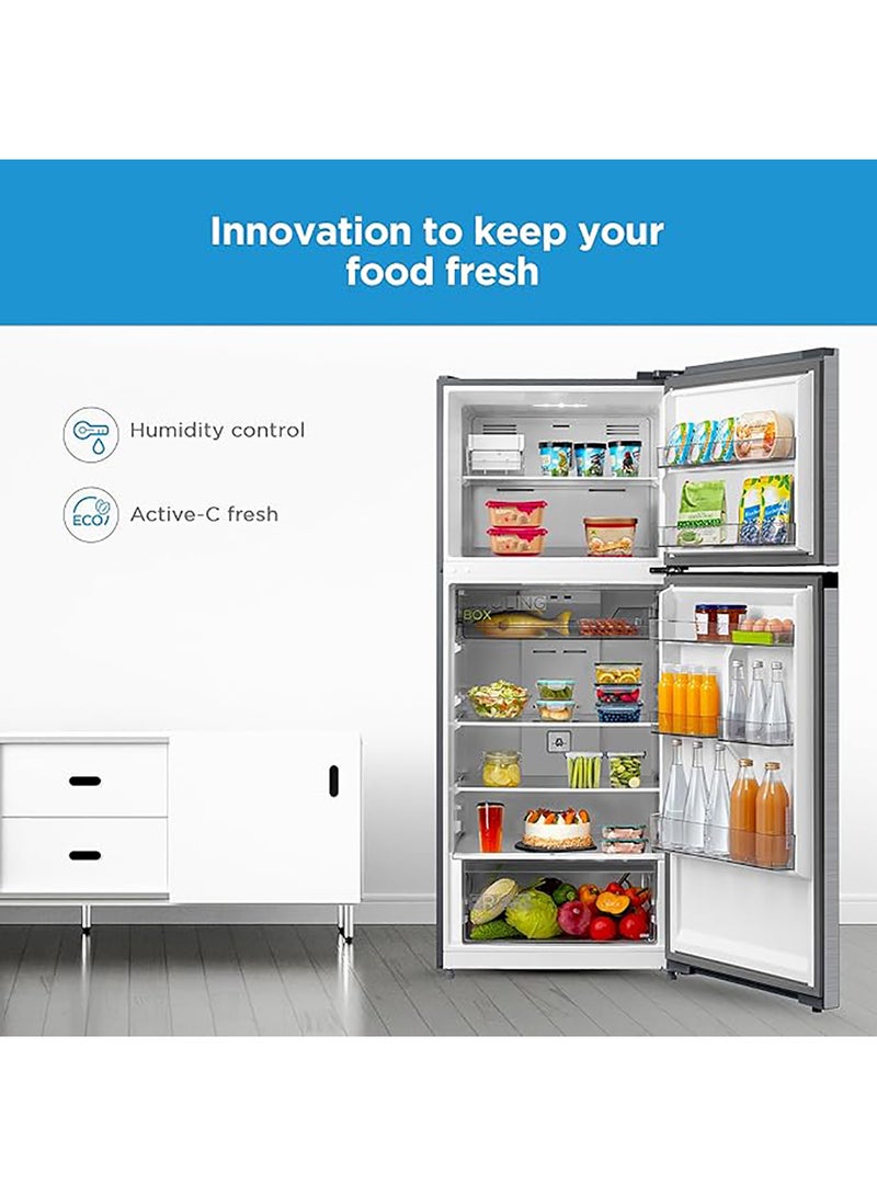 Midea 580L Gross And 411L Net Top Mount Double Door Refrigerator, 2 Doors Frost Free Fridge Freezer With Smart Sensor & Humidity Control, Inverter Quattro, Active-C Fresh 580 L MDRT580MTE46AED Silver - Image 4