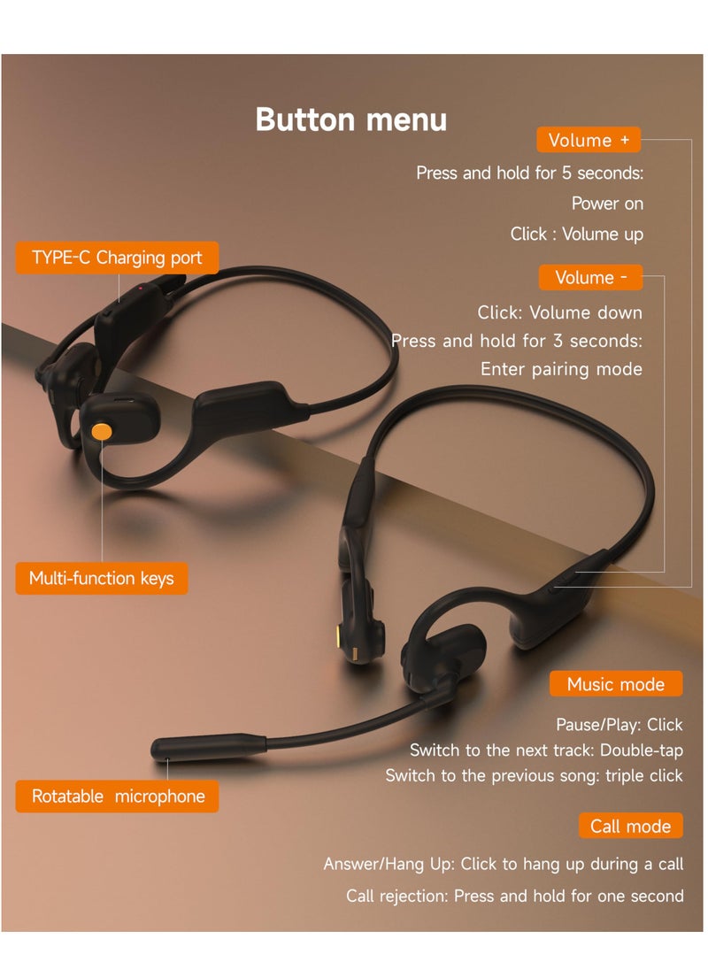 SYOSI - Wireless Open Ear Headphones with Mic, Bluetooth Headset with Noise-Canceling Microphones, Dual Stereo Speaker, 10 Hours Playtime, Ideal for Calls Work Driving and Online Meetings - Image 1
