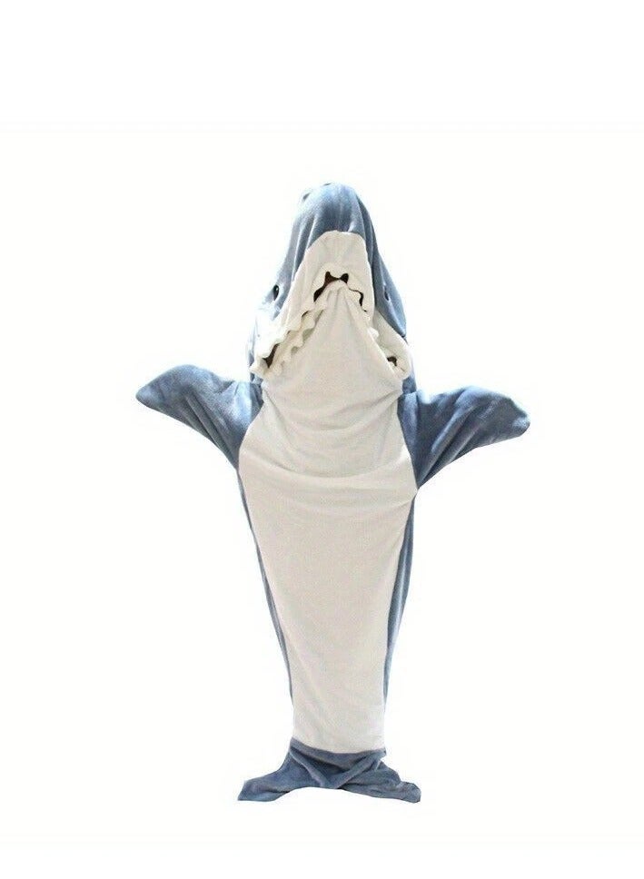 M MIAOYAN Shark-Shaped Wearable Flannel Sleeping Bag – Cartoon Onesie Blanket for Home, Nap & AC Room Comfort - Image 5