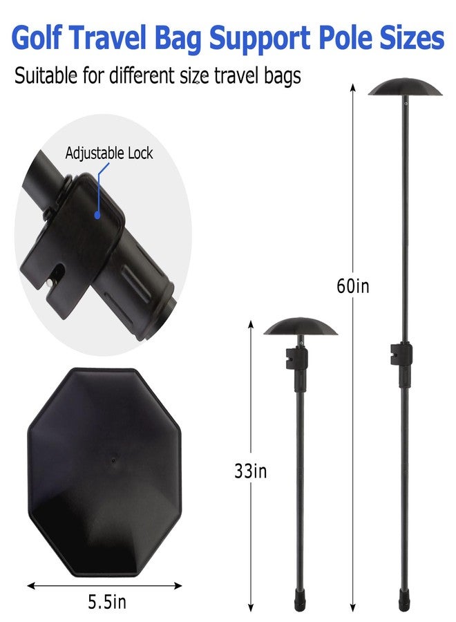 Greeily Golf Travel Bag Support Pole, 33"-60" Golf Club Travel Protector Stick for Bag Telescopic Adjustable Airlines Stiff Arm Club Protector Metal Pole (Black) - Image 2