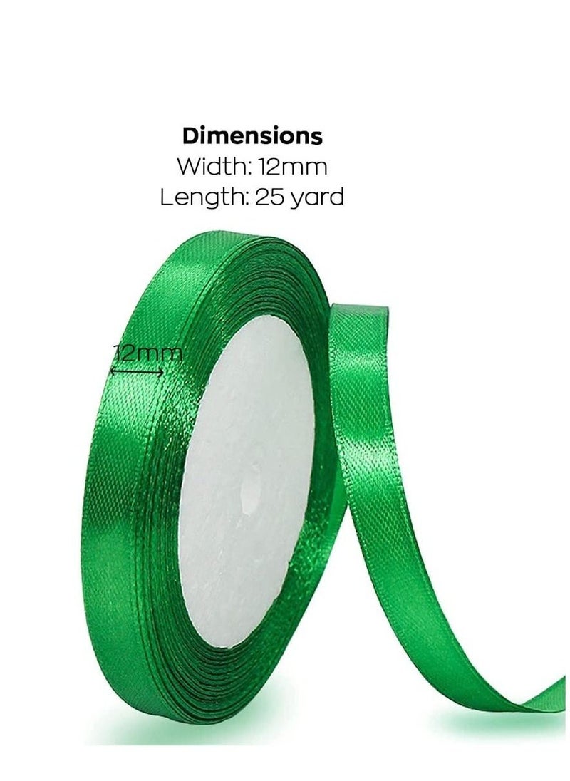 MARKQ Green Satin Ribbon,12mm x 25yd Fabric Polyester Ribbon for Gift Wrapping, Party Favors, Wedding Decorations, Bow Making, Bouquets, Sewing Projects & Craft Supplies  - Image 2