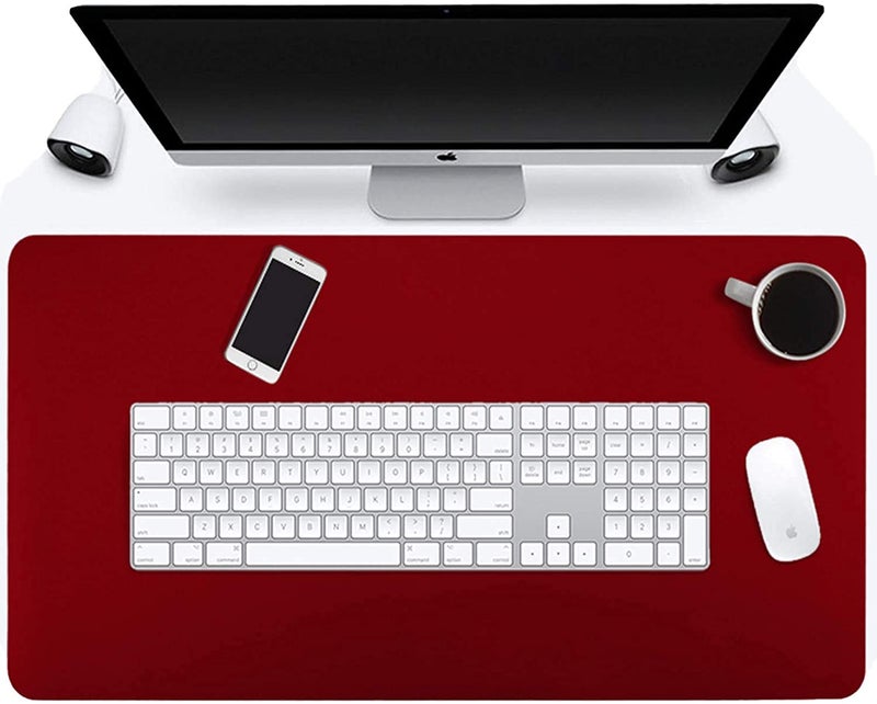 pepplo® Leather Desk Pad Protector,Mouse Pad,Office Desk Mat, Non-Slip PU Leather Desk Blotter,Laptop Desk Pad,Waterproof Desk Writing Pad for Office and Home(Wine Red, 80x40CM) - Image 1