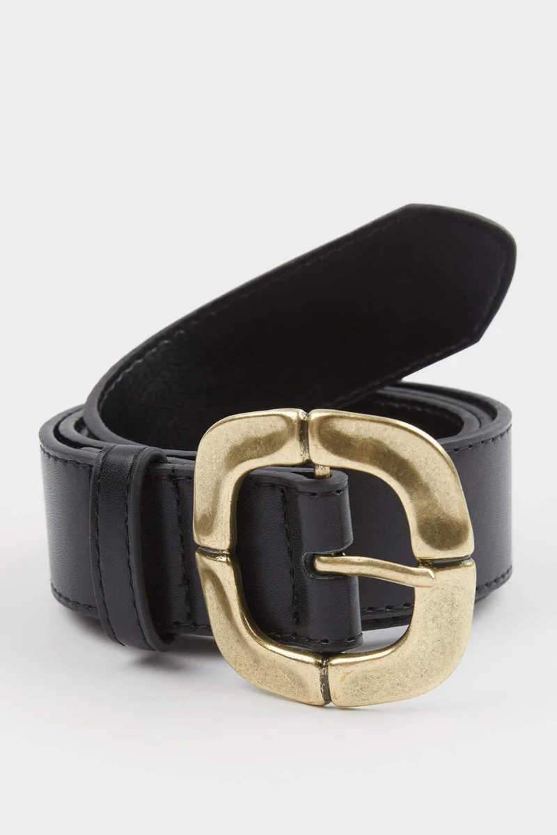 ديفاكتو Woman Big Clasp Faux Leather Belt