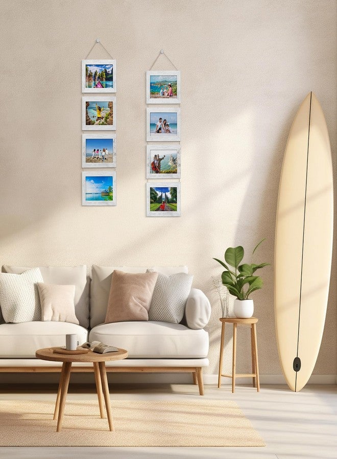 Houseables Hanging Picture Frames, Hanging Frames, Picture Collage Wall Decor, 4x6 Photo Collage, White, Multiple Photos, Ladder Style With String, Farmhouse Decor, Chic, Country, Rustic, 4 Slots, 2PK - Image 5