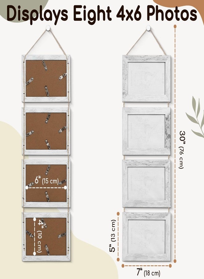 Houseables Hanging Picture Frames, Hanging Frames, Picture Collage Wall Decor, 4x6 Photo Collage, White, Multiple Photos, Ladder Style With String, Farmhouse Decor, Chic, Country, Rustic, 4 Slots, 2PK - Image 2
