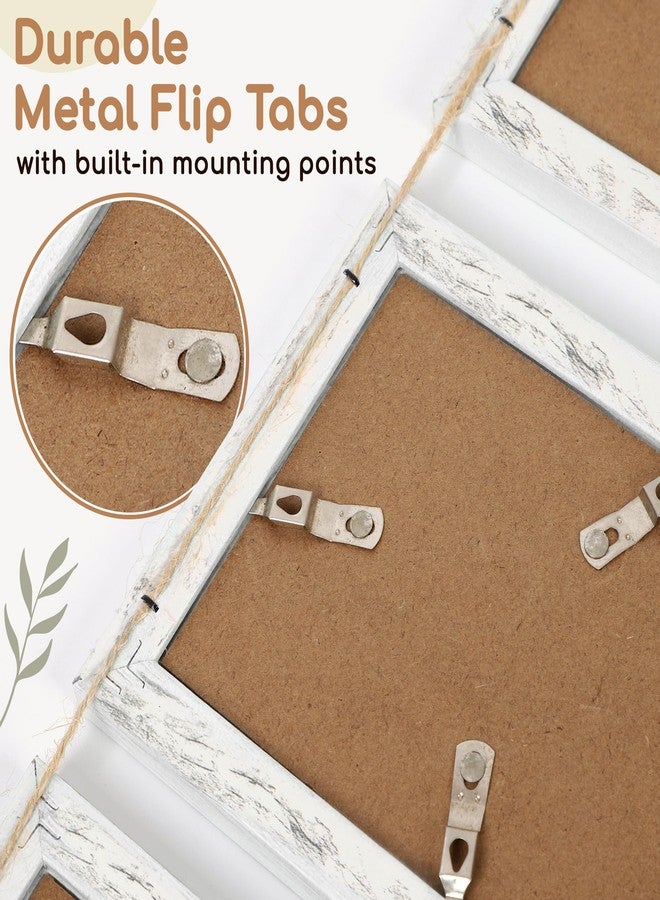 Houseables Hanging Picture Frames, Hanging Frames, Picture Collage Wall Decor, 4x6 Photo Collage, White, Multiple Photos, Ladder Style With String, Farmhouse Decor, Chic, Country, Rustic, 4 Slots, 2PK - Image 4