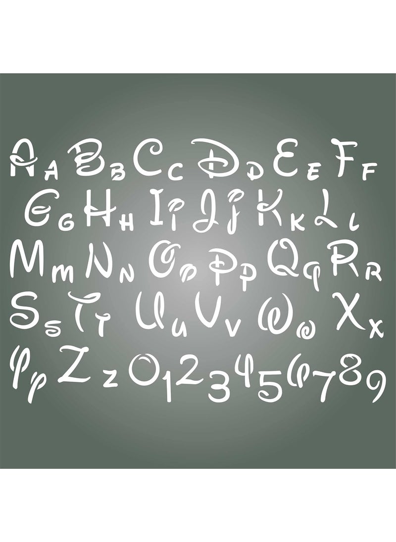 Usnyabni - Stencils for Walls: ¾" Alphabet Stencil, (1pc) 8.5 x 6 inch (S) - Letters Numbers Disney Style Font Stencils for Painting Template - Image 1