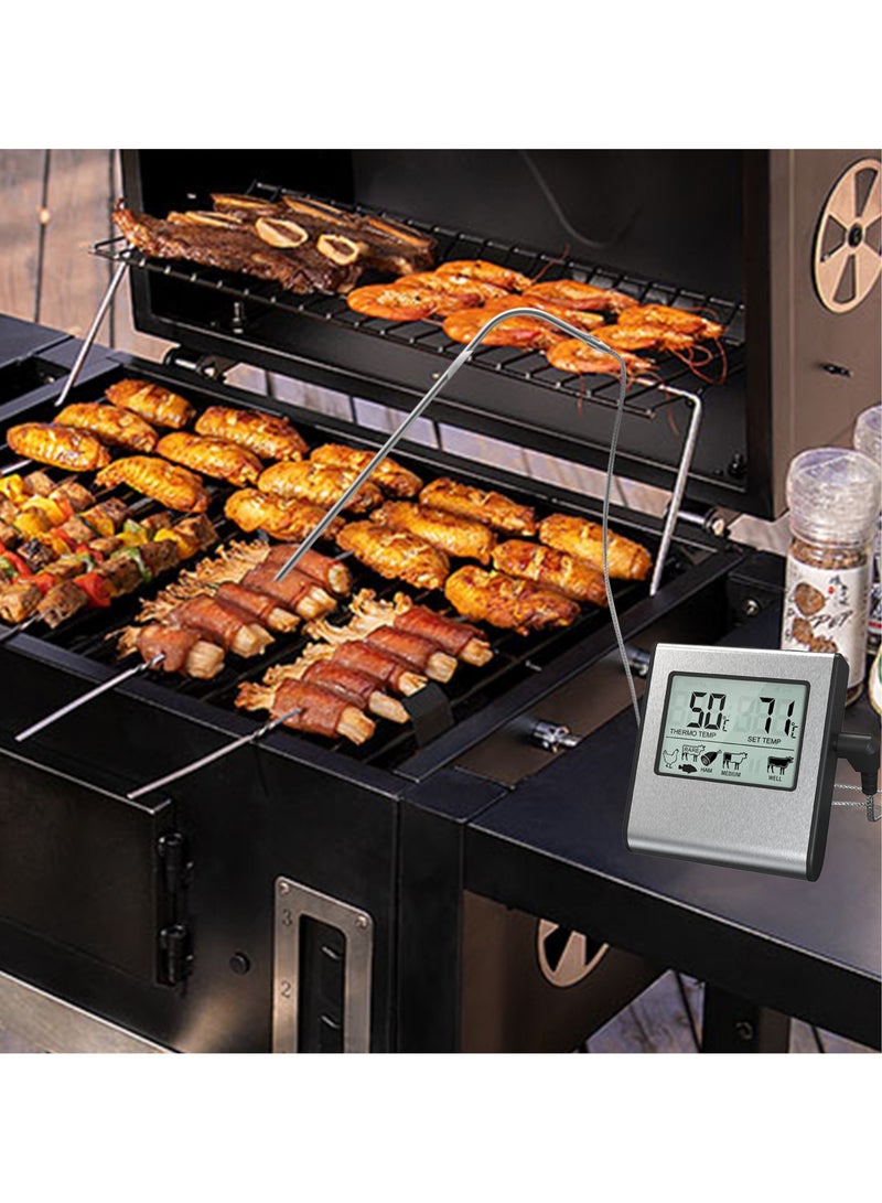 NIBEMINENT Large LCD Digital Cooking Food Meat Smoker Oven Kitchen BBQ Grill Thermometer Clock Timer with Stainless Steel Probe  - Image 5