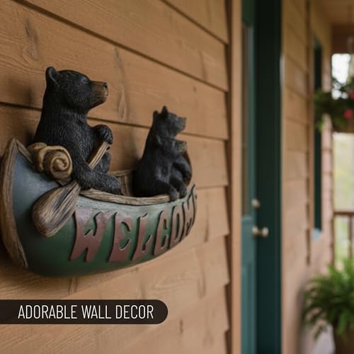 Pine Ridge Black Bear Decorations for Home - Welcome Bears in Canoe Wall Plaque Home Decor Bear - Cabin Wall Hanging Welcome Bear Sign Wildlife Decor - Image 4