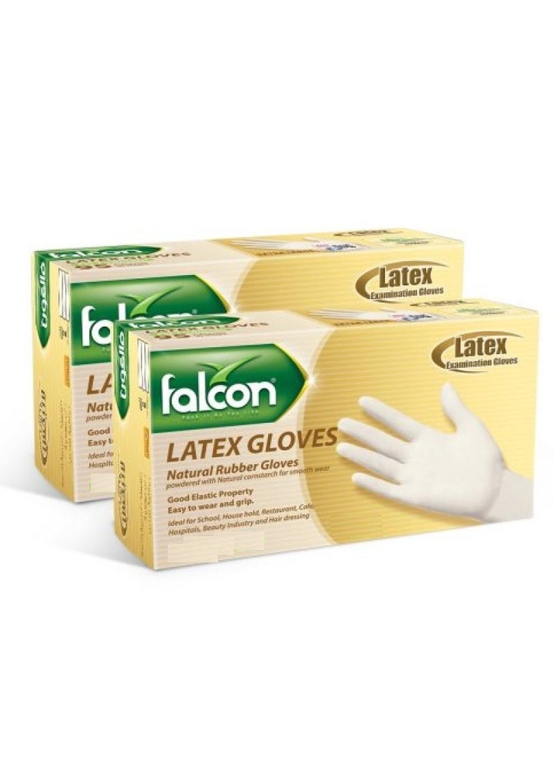 Falcon Falcon Latex Gloves - Powder Free (2 Packs x 100 Pieces)  - Image 1