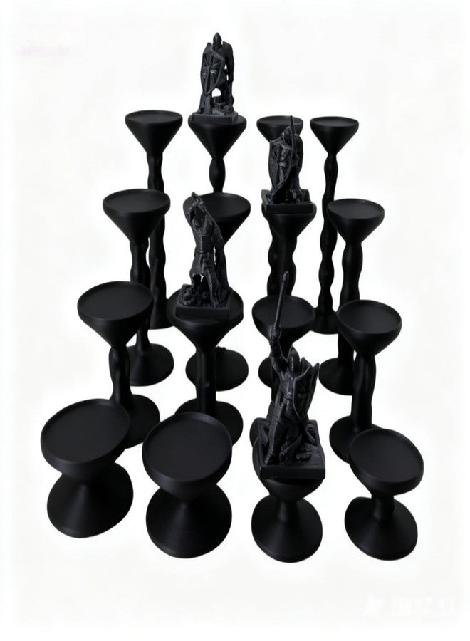 XJPONGC 16PCS Combat Risers for Flying Miniatures, DND Tabletop TRPG Terrain Flight Stands, Raised Platforms,1inch and 1.5inch incoulded 4 Different Heights with Stands and Bases,Black Color - Image 4