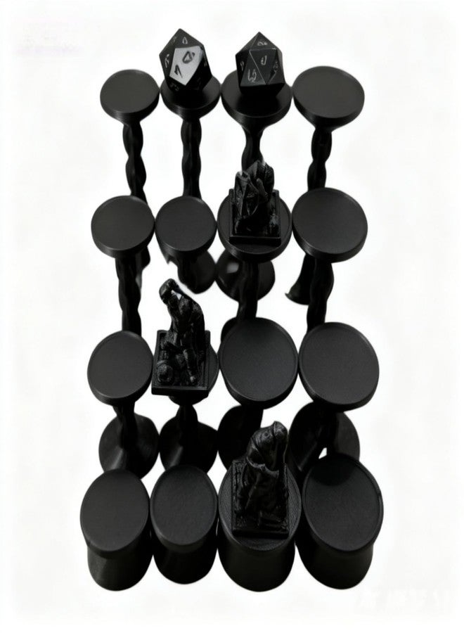 XJPONGC 16PCS Combat Risers for Flying Miniatures, DND Tabletop TRPG Terrain Flight Stands, Raised Platforms,1inch and 1.5inch incoulded 4 Different Heights with Stands and Bases,Black Color - Image 3