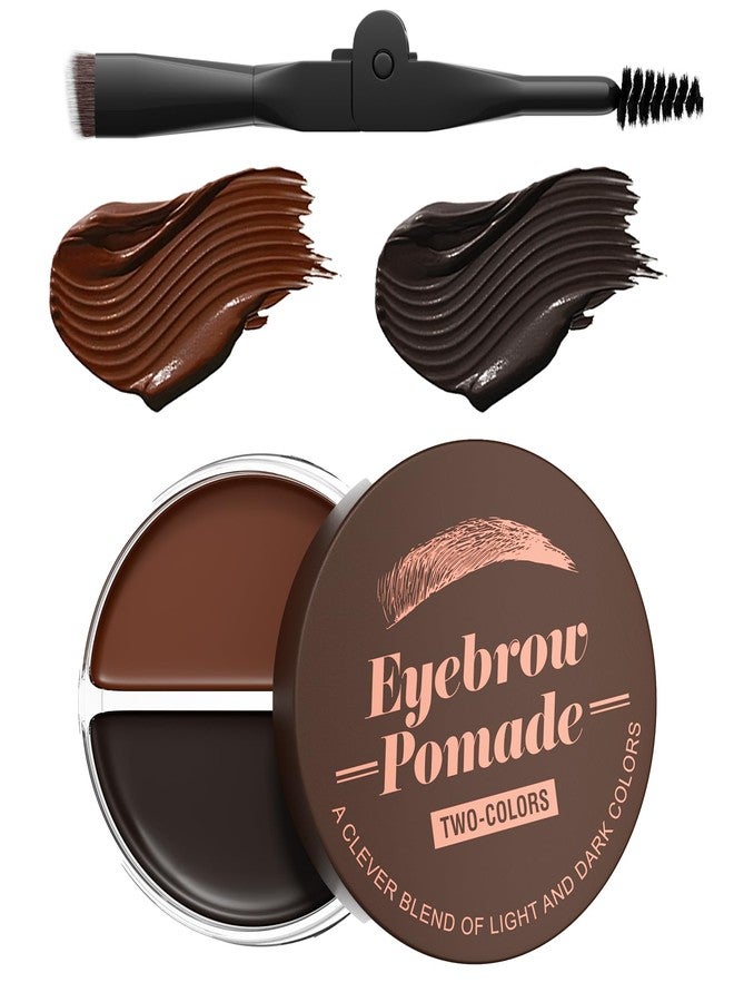كيو اي سي بوماد الحواجب للنساء، طقم مكياج حواجب مقاوم للماء يدوم طويلاً مع بوماد حواجب ثنائي اللون وفرشاة حواجب مزدوجة الأطراف، لإنشاء مكياج حواجب طبيعي (بني داكن + أسود) - Image 1