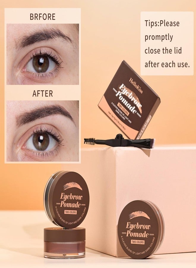 كيو اي سي بوماد الحواجب للنساء، طقم مكياج حواجب مقاوم للماء يدوم طويلاً مع بوماد حواجب ثنائي اللون وفرشاة حواجب مزدوجة الأطراف، لإنشاء مكياج حواجب طبيعي (بني داكن + أسود) - Image 5