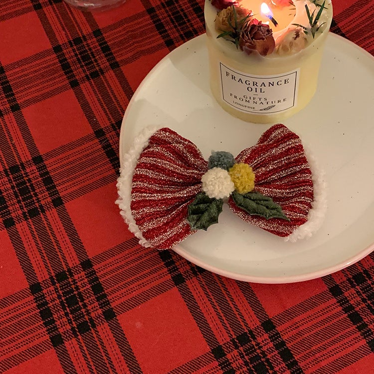 Generic Red Plush Christmas Hairband Cute Hair Clip Bow hairpin