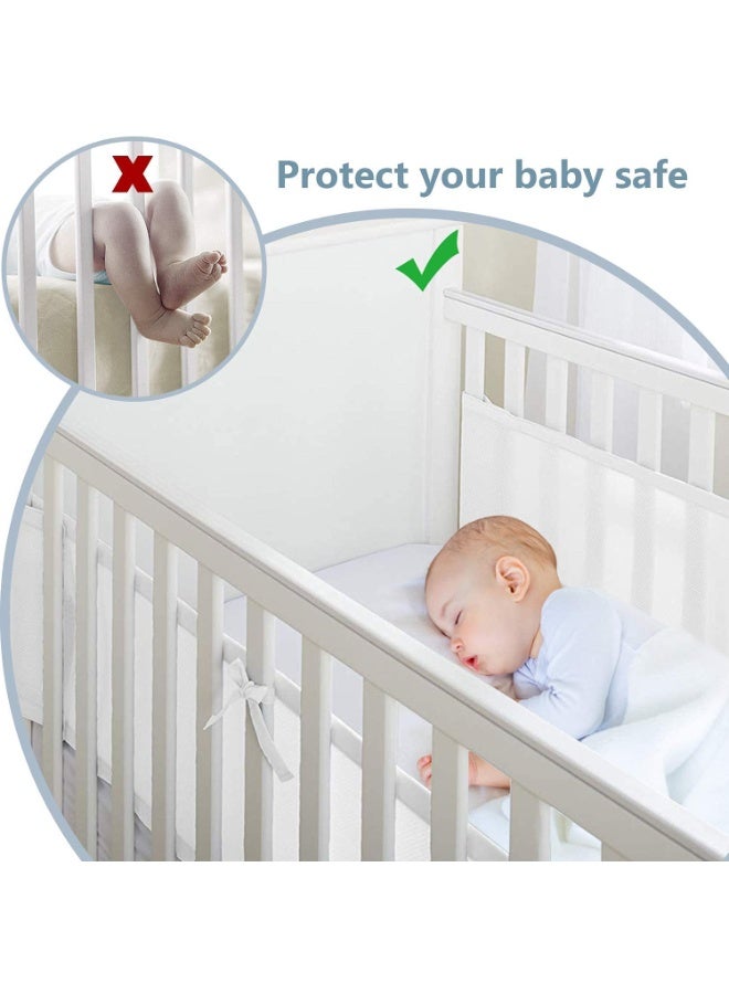 يونيكبيبي واقي سرير الأطفال الرمادي بنجمة من - بطانة سرير مغطاة بالشبك القابل للتنفس، واقي سرير مضاد للتصادم، واقي سرير ناعم من القطن، 2 قطعة/طقم - 340x28 سم + 160x30 سم - Image 5