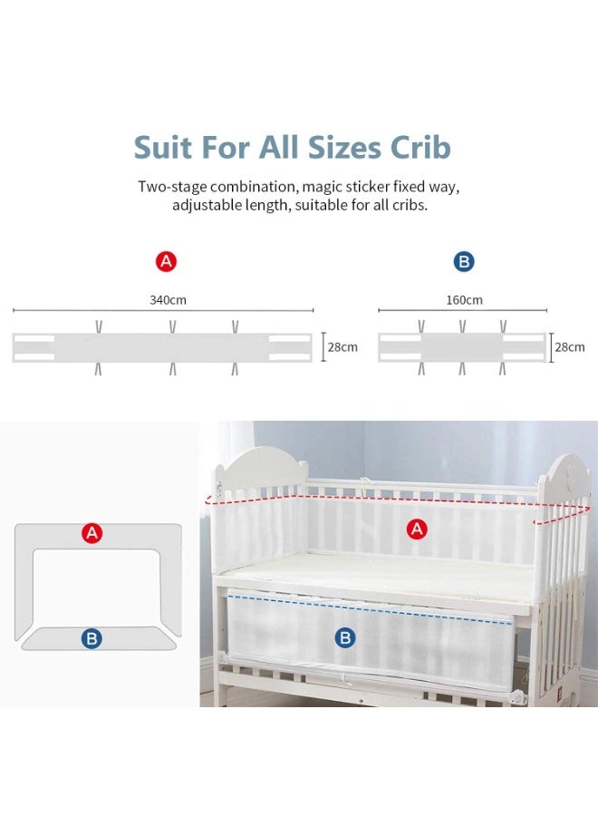 يونيكبيبي واقي سرير الأطفال الرمادي بنجمة من - بطانة سرير مغطاة بالشبك القابل للتنفس، واقي سرير مضاد للتصادم، واقي سرير ناعم من القطن، 2 قطعة/طقم - 340x28 سم + 160x30 سم - Image 3