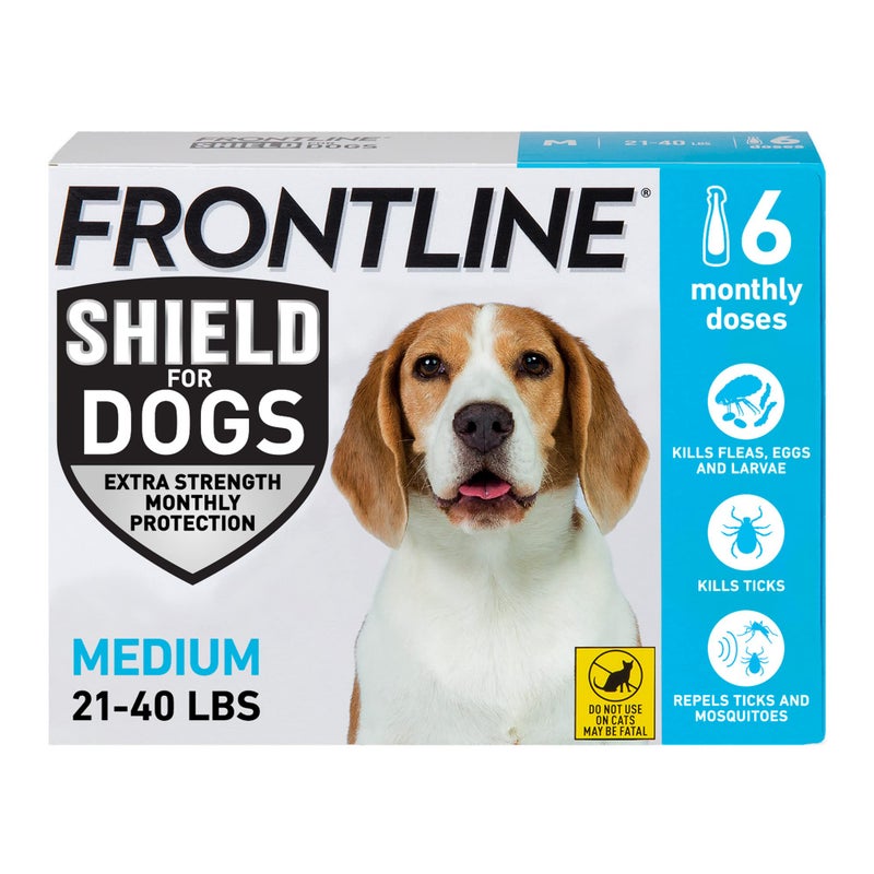 Frontline Shield Flea & Tick Treatment for Medium Dogs 21-40 lbs. Count of 6 - Image 1