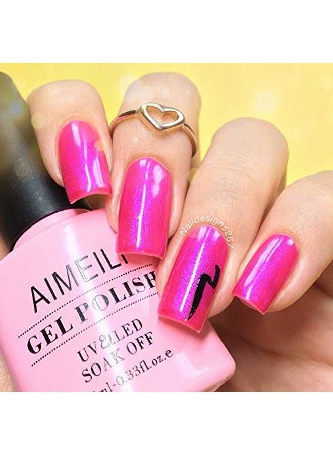 AIMEILI Soak Off U V LED Hot Pink Gel Nail Polish - Tutti Fruiti (002) 10ml - Image 2