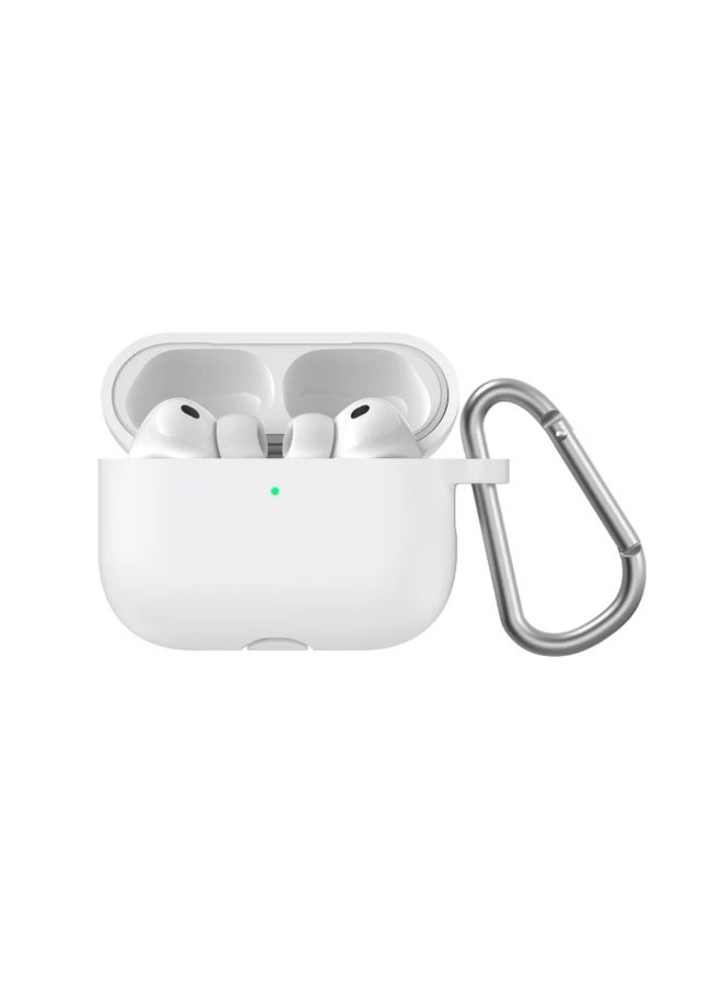 جرين ليون جراب سيليكون من سلسلة برلين لسماعات AirPods Pro 3 مع حلقة معدنية محمولة، حماية كاملة 360 درجة، ملاءمة سلسة، لمسة لطيفة على البشرة، تصميم من قطعة واحدة، مضاد للخدش والصدمات - أبيض - Image 1