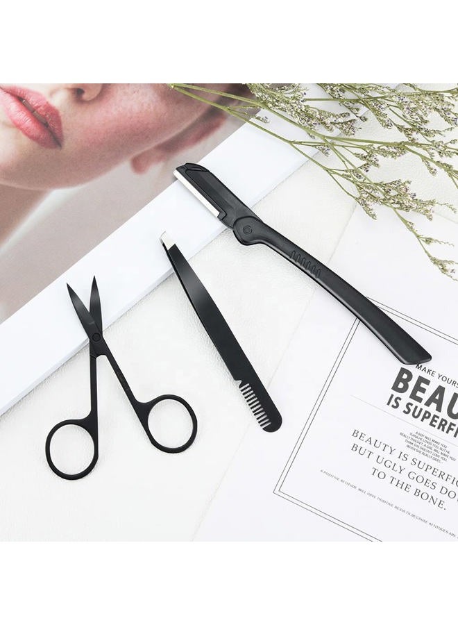 3pc Eyebrow Set. Includes scissors, tweezers with comb and foldable razor. - Image 2