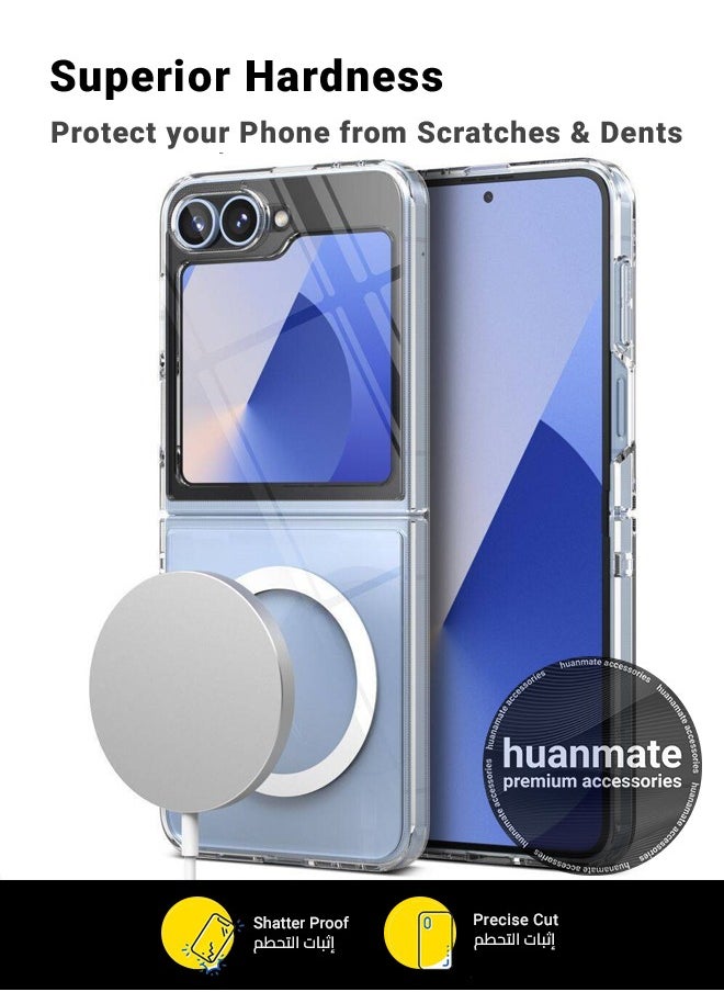 huanmate - Samsung Galaxy Z Flip6 MagSafe Case Clear- High Quality Strong Magnet, Wireless Charging Compatible, Shockproof Protection, Ultra Slim Anti-Scratch Magnetic Cover for Samsung Galaxy Z Flip6 - Image 1