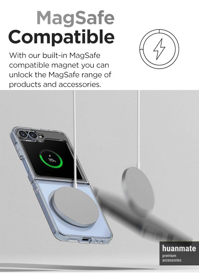 huanmate - Samsung Galaxy Z Flip6 MagSafe Case Clear- High Quality Strong Magnet, Wireless Charging Compatible, Shockproof Protection, Ultra Slim Anti-Scratch Magnetic Cover for Samsung Galaxy Z Flip6 - Image 1