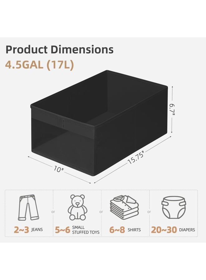 STORAGE MANIAC 6 Pack Storage Bins with Clear Window, Storage Boxes for Shelves, Sturdy Foldable Closet Organization Fabric Shelf Basket for Toy, Towel, Book, Jeans, Offices, Dorm, Wardrobe, Black - Image 4