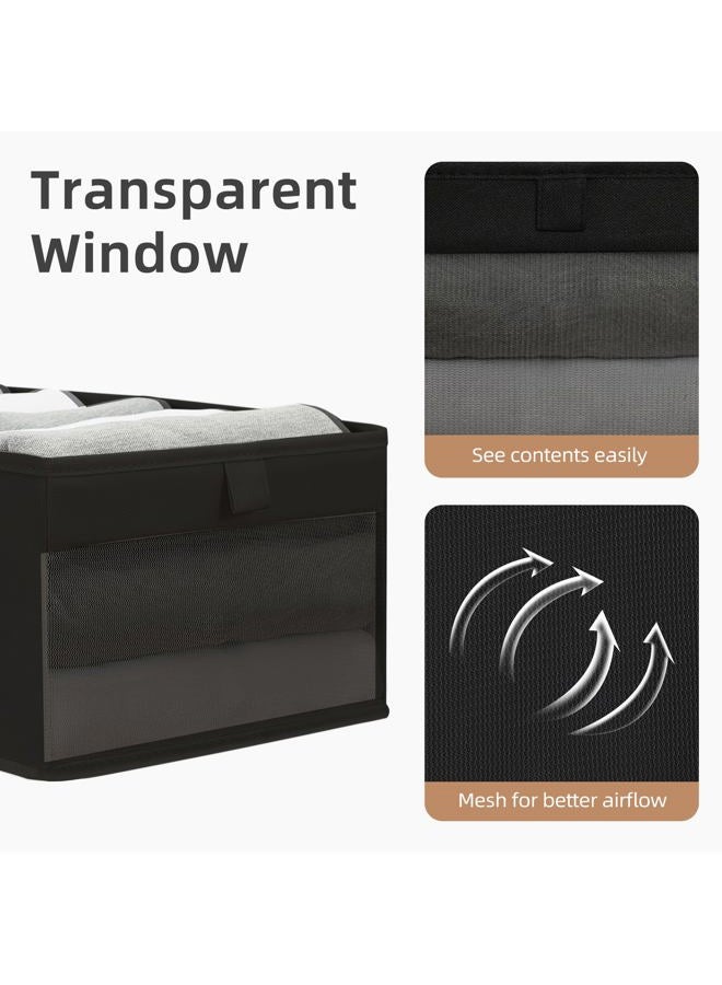 STORAGE MANIAC 6 Pack Storage Bins with Clear Window, Storage Boxes for Shelves, Sturdy Foldable Closet Organization Fabric Shelf Basket for Toy, Towel, Book, Jeans, Offices, Dorm, Wardrobe, Black - Image 3