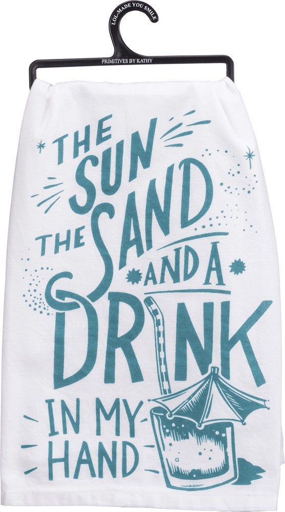 Primitives by Kathy 35662 LOL Made You Smile Dish Towel  28""  Drink in Hand