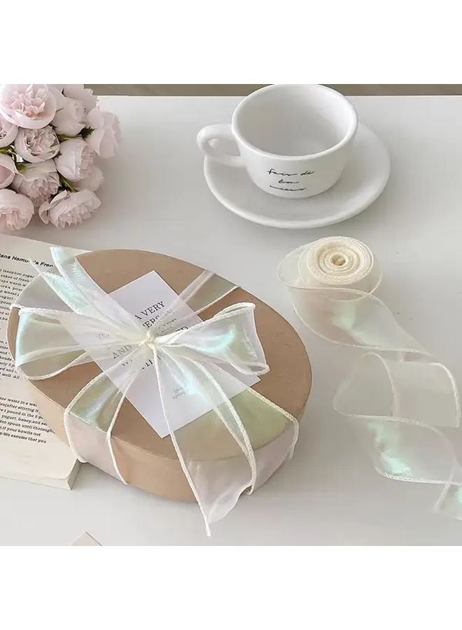 Iridescent Mermaid Tail Organza Ribbon Pink 10 Yards For Wedding Bouquets DIY Bows - Image 3