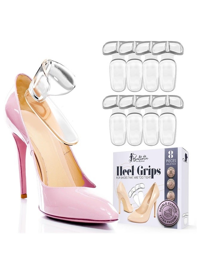 Ballotte Silicone Heel Protector - Heel Grips Heel Pads Shoe Pads Shoe Inserts for Women Heels - Shoe Inserts for Shoes That are Too Big High Heel Cushion Inserts Women (Double Cushioned (8 Pack)) - Image 1