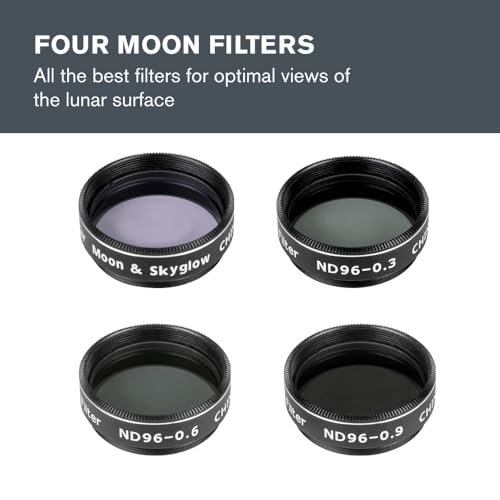 Celestron Moon Filter Kit Fits 125 Telescope Eyepieces Includes 4 Neutral Density and Sky Glow Filters Plus Lunar Map Perfect Accessory for Astronomy Beginners - Image 3