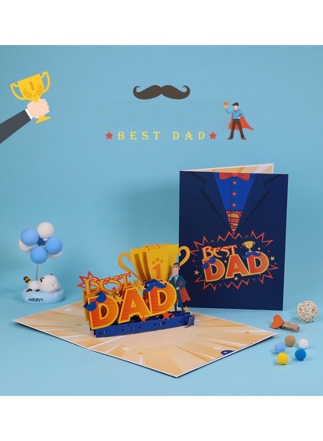 Winner Pop Up Father's Day Card for Dad, Happy Father's Day Card for Men, 3D Super Dad, for Grandpa, Brother, Grandad, Includes Envelope. - Image 1