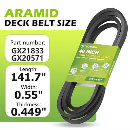 Tecreddy GX21833 48 Inch Mower Deck Belt for John Deere 145 D140 D150 D155 D160 L120 L130 LA130 LA140 LA145 LA155 LA165 Z200 Z255 Z300 Z355E Riding Lawn Mower GX20571 12 X 1417 - Image 3