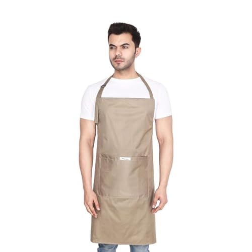 MAKSTILE Waterproof Apron For Kitchen Dishwashing, Cooking, Dog Grooming, Gardening, Car Wash, Lab, Restaurant & Industrial Use | Unisex| Beige | Pack Of 1 - Image 1