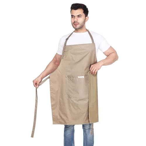 MAKSTILE Waterproof Apron For Kitchen Dishwashing, Cooking, Dog Grooming, Gardening, Car Wash, Lab, Restaurant & Industrial Use | Unisex| Beige | Pack Of 1 - Image 5