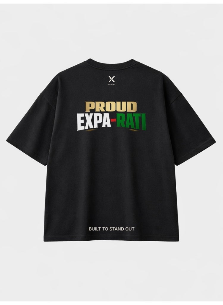 NOMAiX UAE Expat T-Shirt │ Proud Expat Bold Typography Tee │ UAE Flag Colours Streetwear │ Oversized │ Made in UAE - Image 1