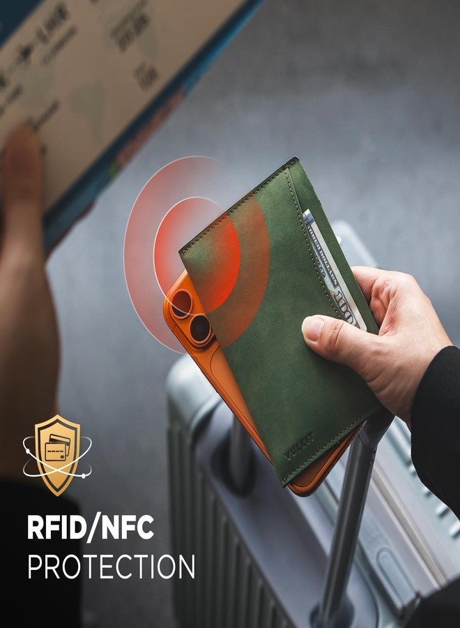 فولكيت غطاء جواز سفر VULKIT بتصميم فائق النحافة، مصنوع من الجلد، مزود بتقنية حجب RFID وفتحتين للبطاقات، من أساسيات السفر المضادة للسرقة - Image 4