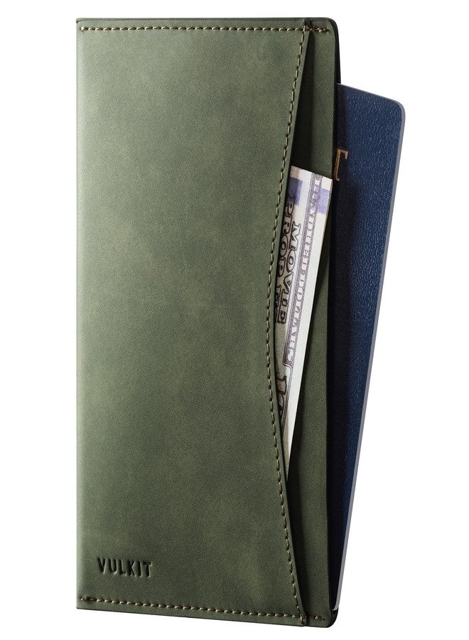 فولكيت غطاء جواز سفر VULKIT بتصميم فائق النحافة، مصنوع من الجلد، مزود بتقنية حجب RFID وفتحتين للبطاقات، من أساسيات السفر المضادة للسرقة - Image 1