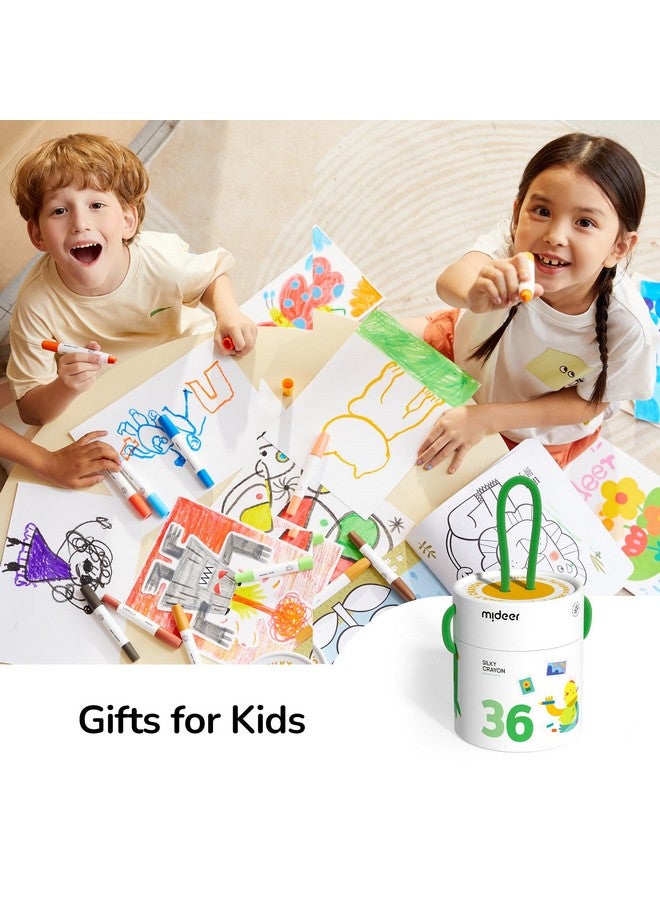 MiDeer أقلام تلوين قابلة للتدوير من مي دير للأطفال، 36 لون أقلام تلوين عملاقة قابلة للغسل، أقلام تلوين فائقة النعومة مع دلو ملون للأقلام للأطفال من 1-3 سنوات، أدوات فنية آمنة وسهلة الإمساك للأطفال - Image 2